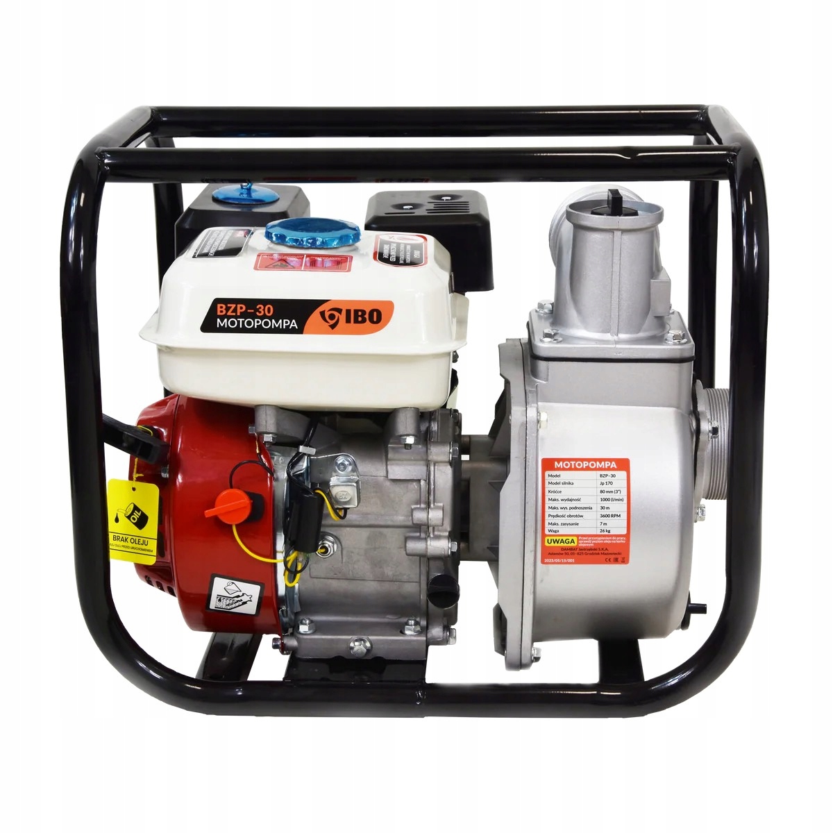 Pompa Spalinowa BZP-30 4000 W 60000 l/h Z Wężami I Akcesoriami Ibo