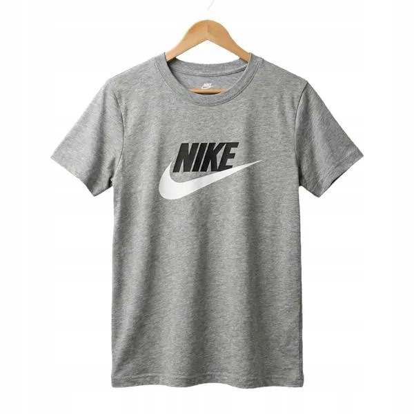 Koszulka Juniorska Nike Bawełniana Szara z Dużym Logo FZ5178064 147-158
