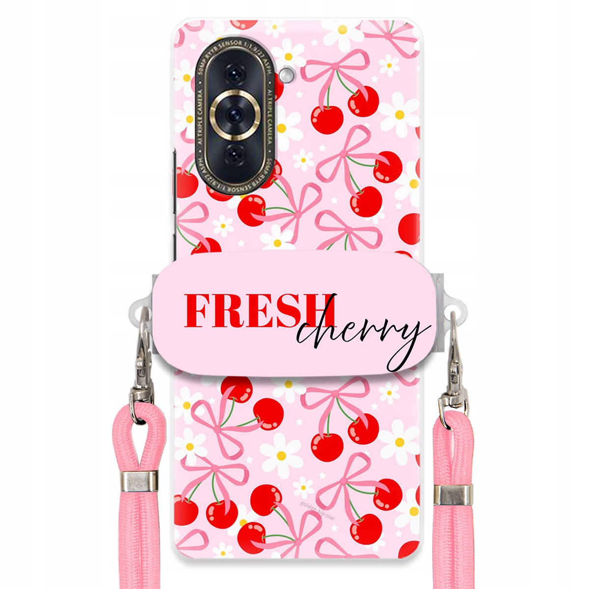 Pouzdro pro Huawei Nova 10 Case Držák Šňůrka Růžová Fresh Cherry Kokardy