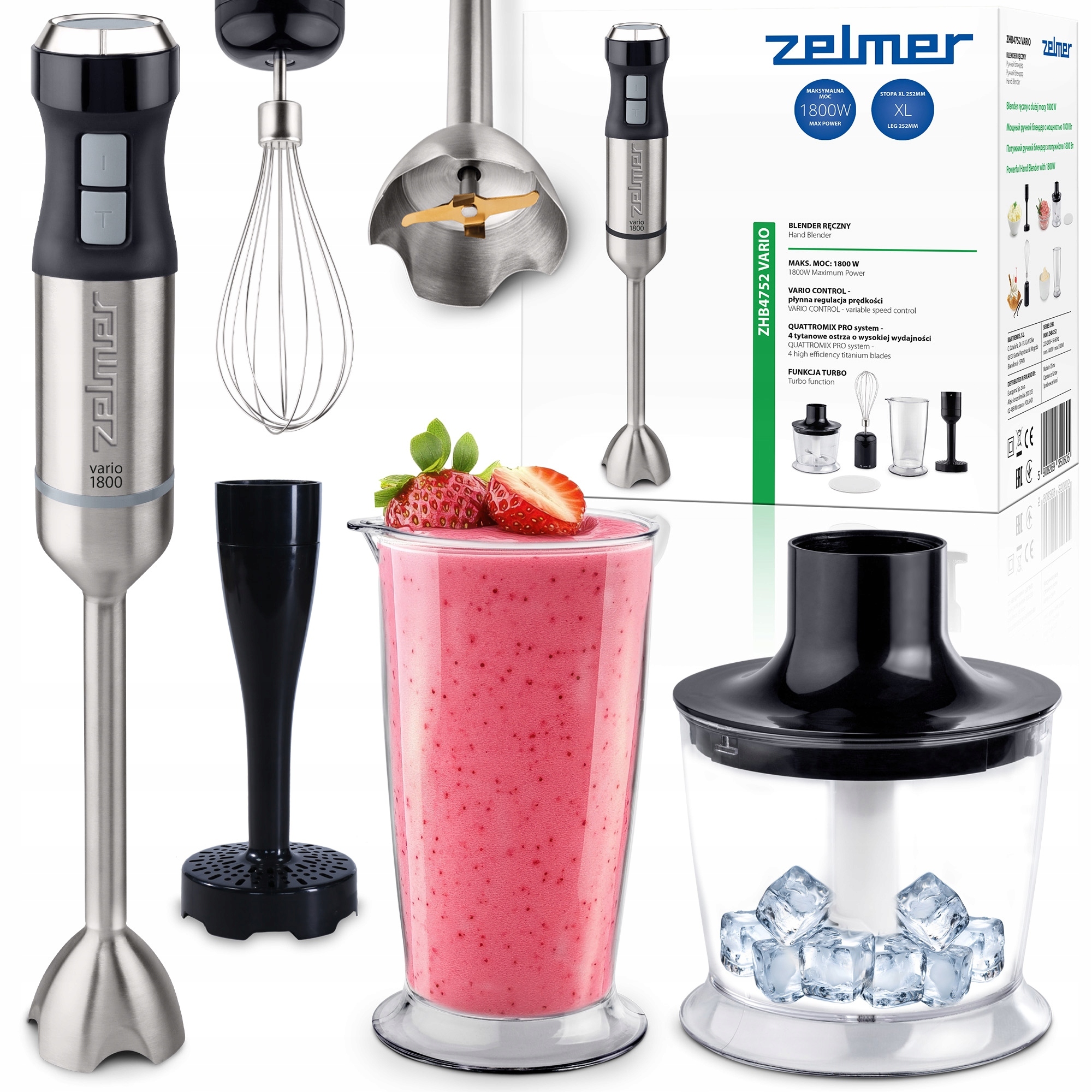 Blender Ręczny Zelmer Kuchenny Wielofunkcyjny Mikser Robot Turbo 1800W