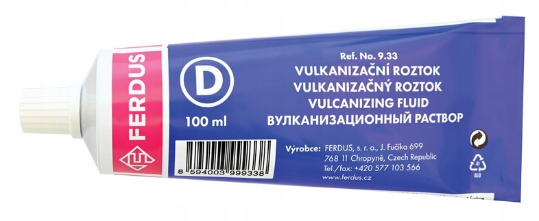 Klej D Wulkanizacyjny na zimno Do Łatek Kołków Sznurów 100ml tubka Ferdus