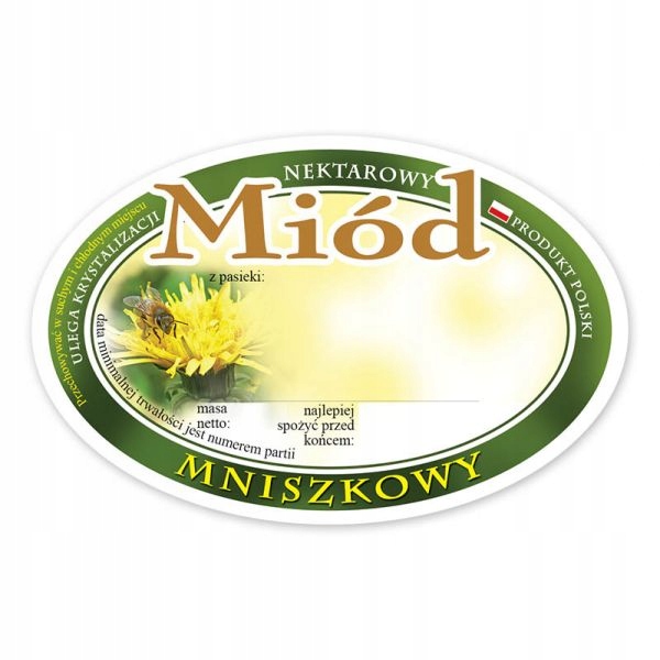

Etykieta, naklejka na miód "miód Mniszkowy