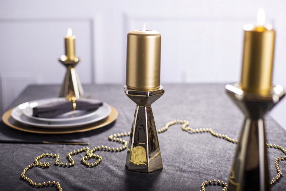 ŚWIECZNIK GLAMOUR ZŁOTY OZDOBNY LOFT 17,5CM Marka Altom Design