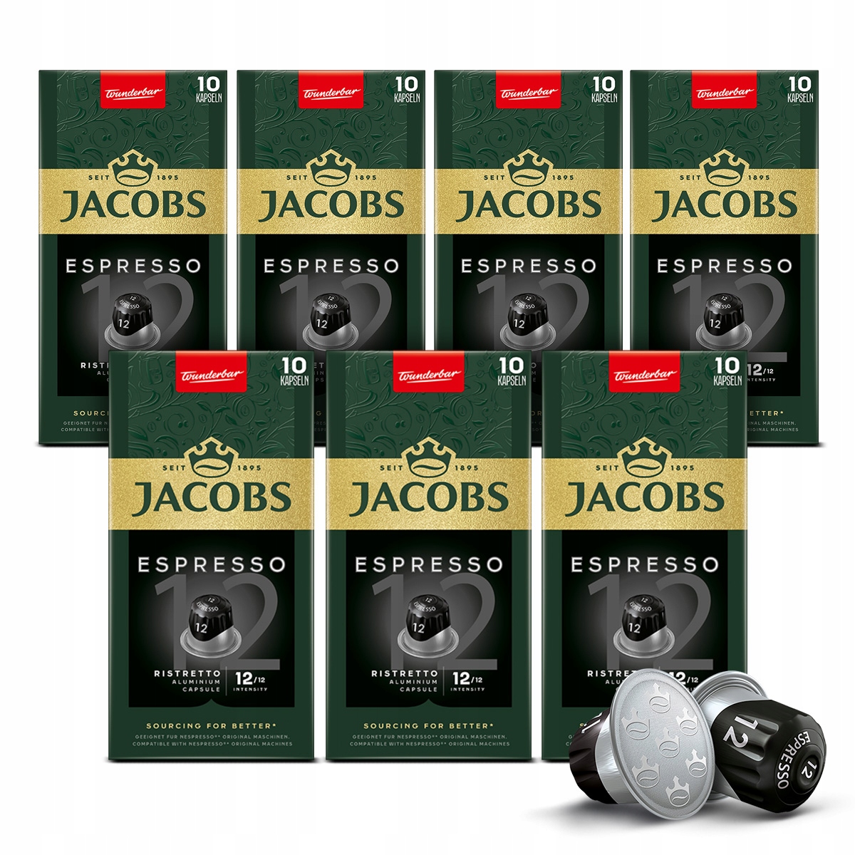 Kapsułki Jacobs Espresso Ristretto 12 do Nespresso(r)* 7x 10szt