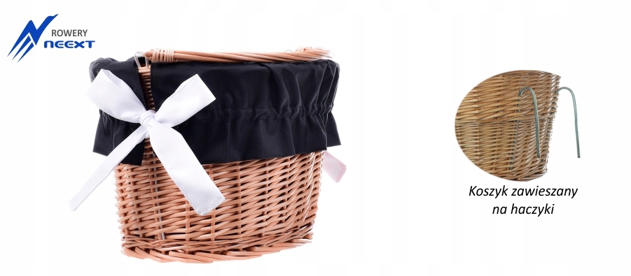 

Koszyk wiklinowy rowerowy zawieszany z wkładem mat