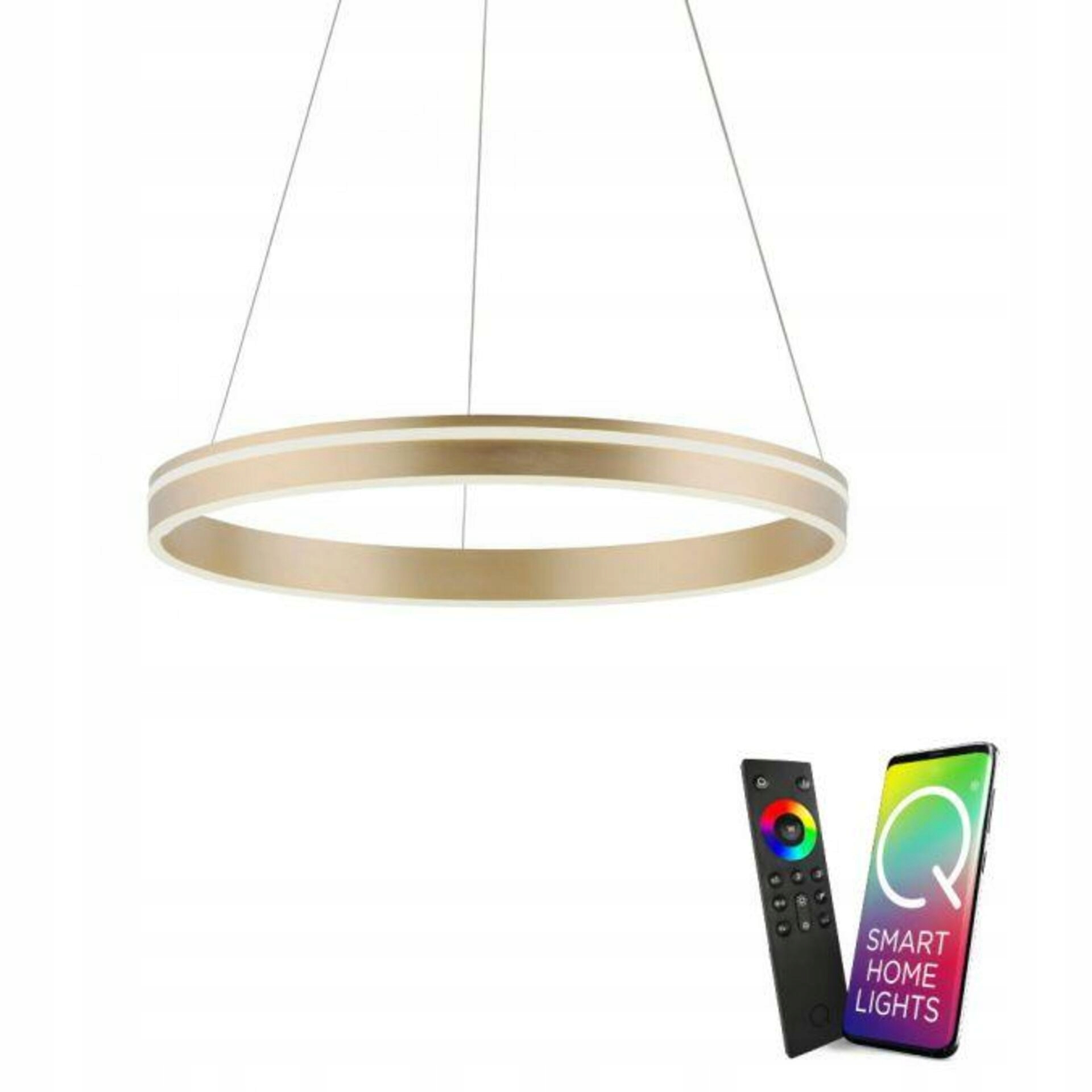 Chytré Led závesné svietidlo Q-vito 59 cm, ZigBee, Cct, stmievateľné, mosadz