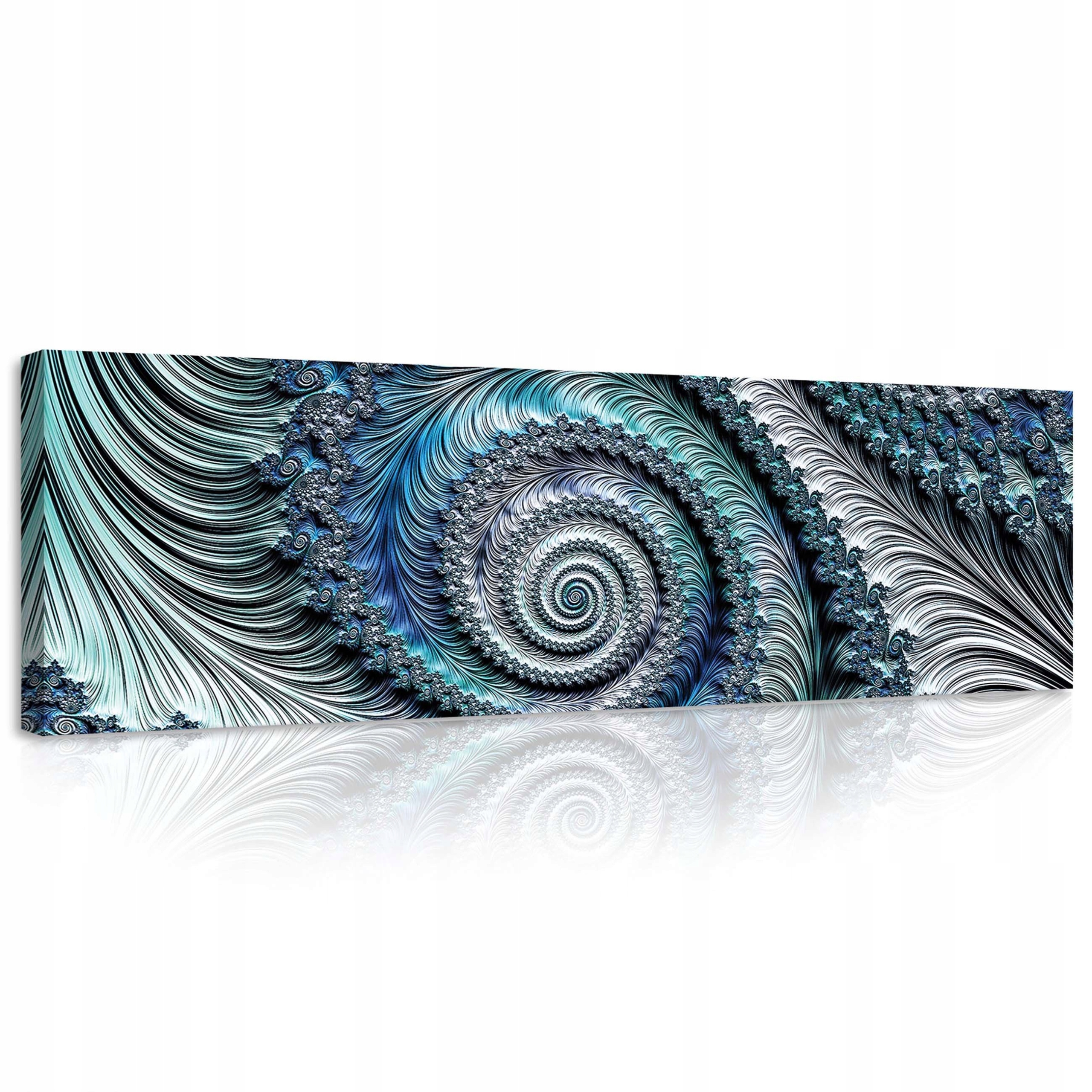 Obraz 145x45 Spirálový Fraktální Abstrakce Modrý Bílý Vlny Matematika