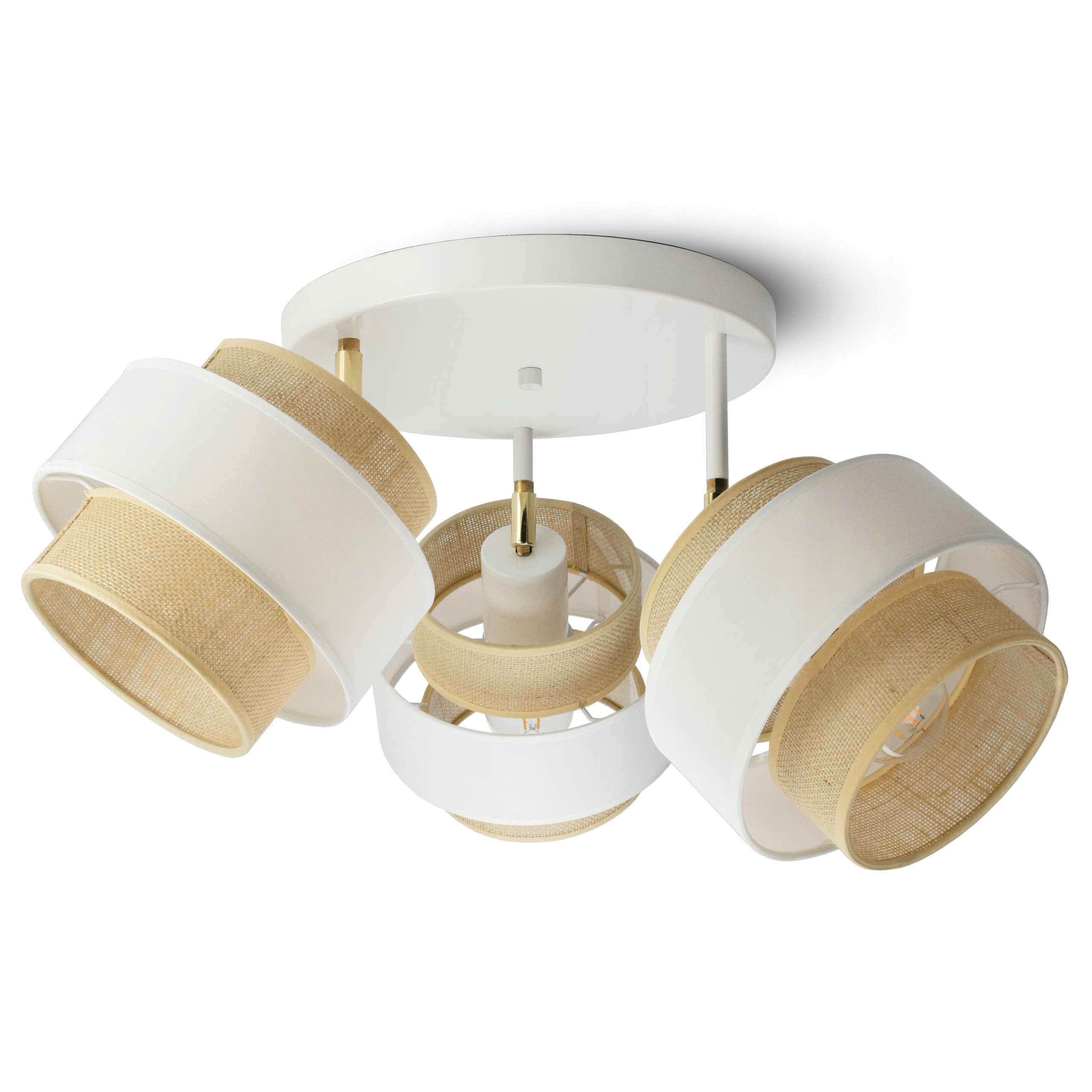 Lampa Sufitowa Wisząca Boho Juta Naturalna Pleciona White 961-ER3 Led E27