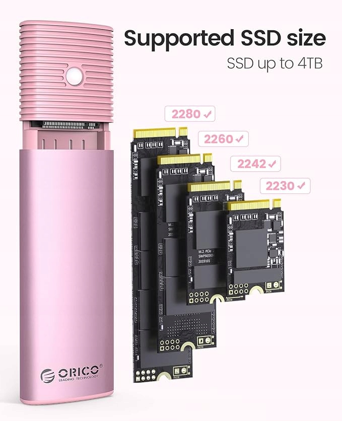 ORICO obudowa dysku SSD M.2 NVMe USB C 3.2 10 Gb/s PCIe M-Key B+M Key Róż Kod producenta PWM2-G2