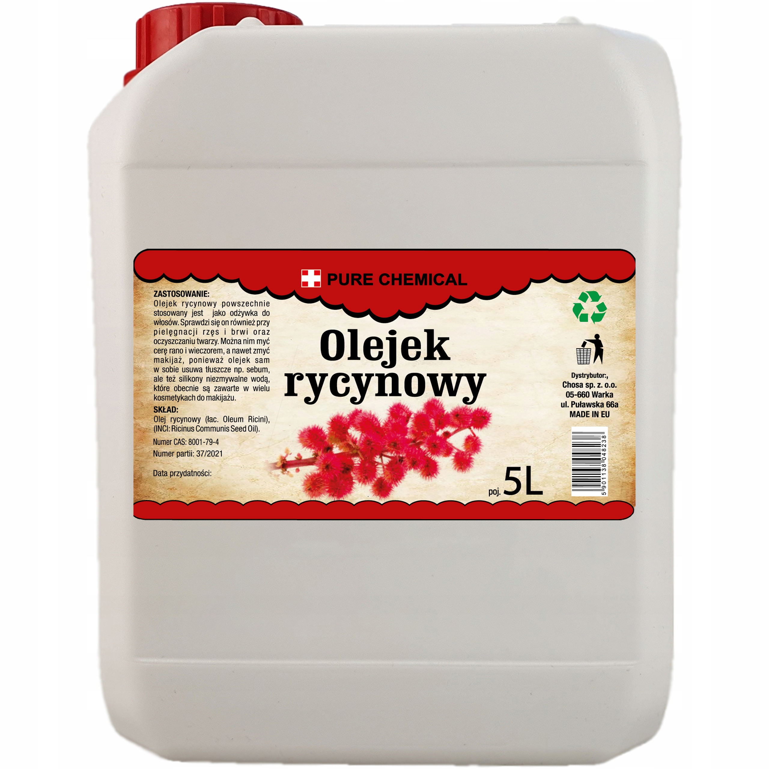 

Olej Rycynowy Naturalny Nierafinowany 5L