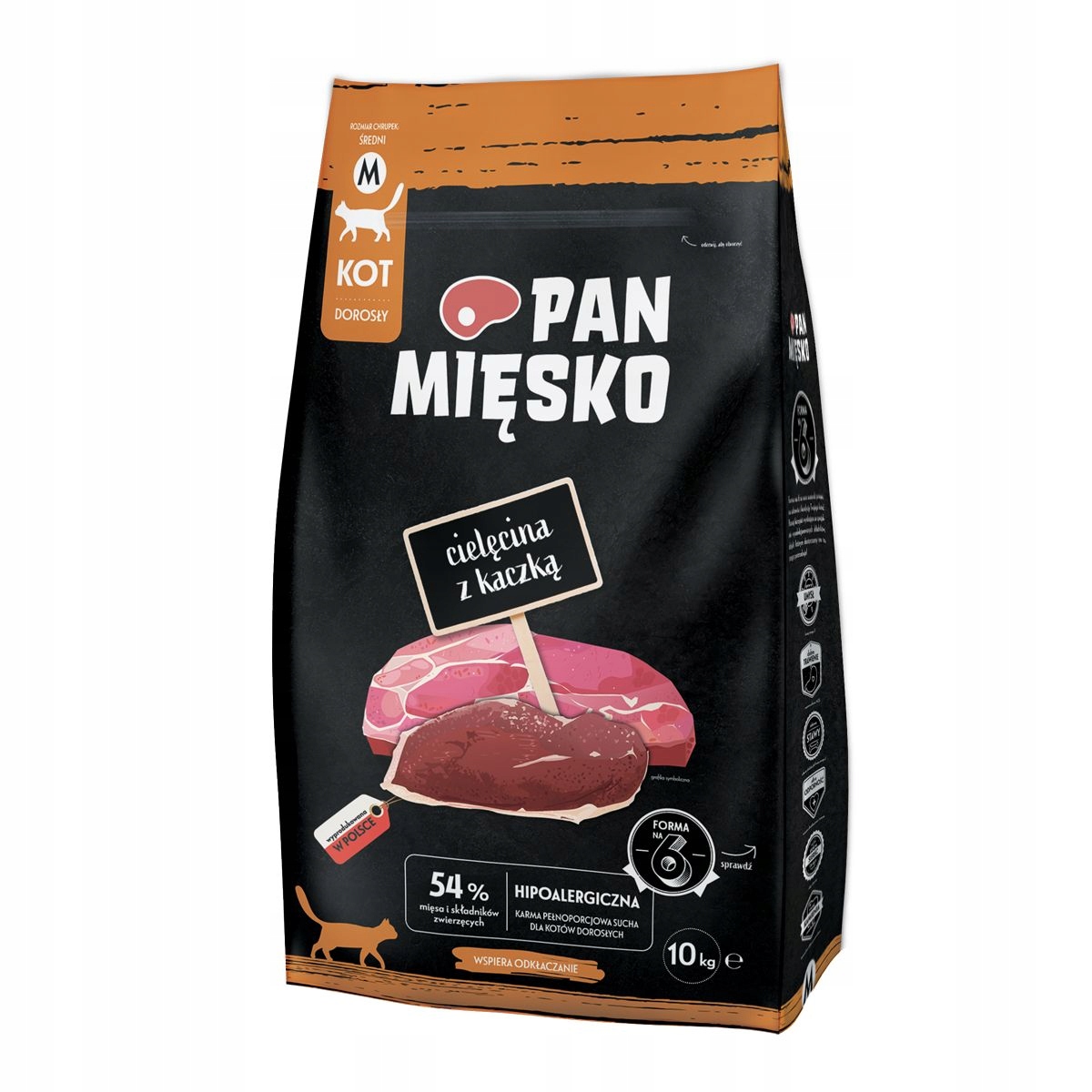 Pan Mięsko krmivo pro kočky Telecí S Kachnou Střední křupky M 10 kg