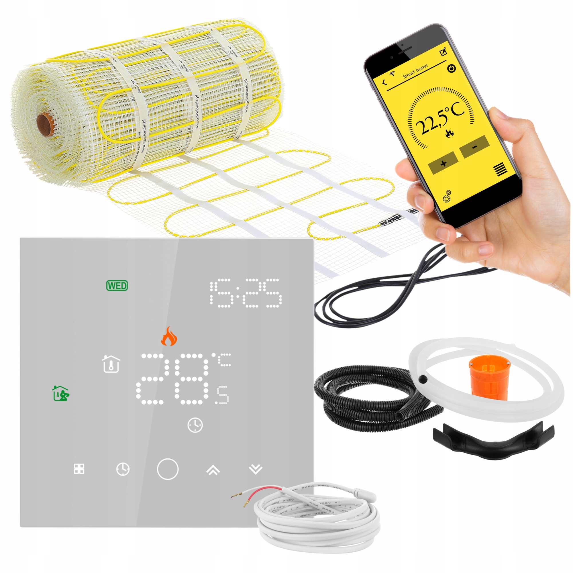Sada podlahového vykurovania podlahy, vykurovacia rohož MA160W/m² 4,5 m² WIFi