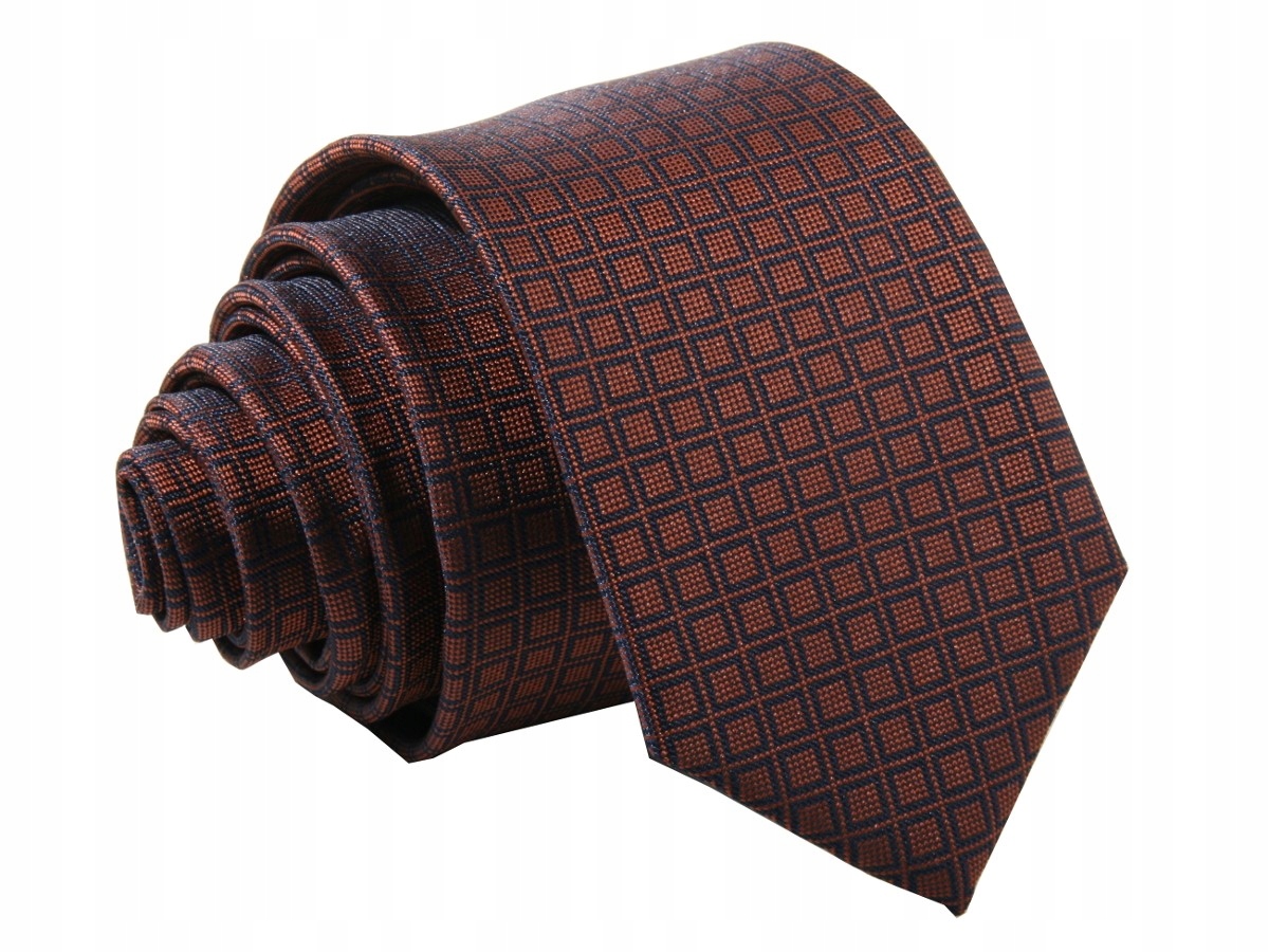 KRAWAT ŻAKARDOWY- BRĄZOWY,RUDY [2305]