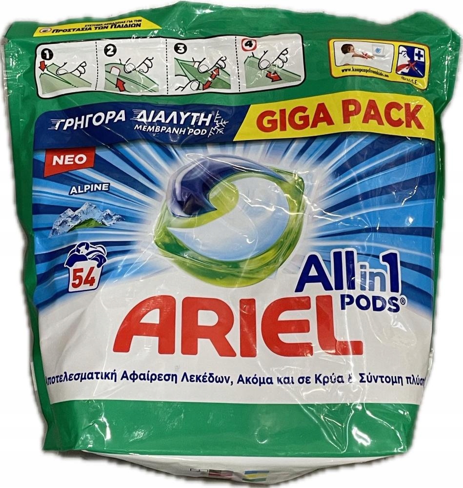 Levně Ariel Kapsle na praní ALLin1 Univerzální Alpine 54ks