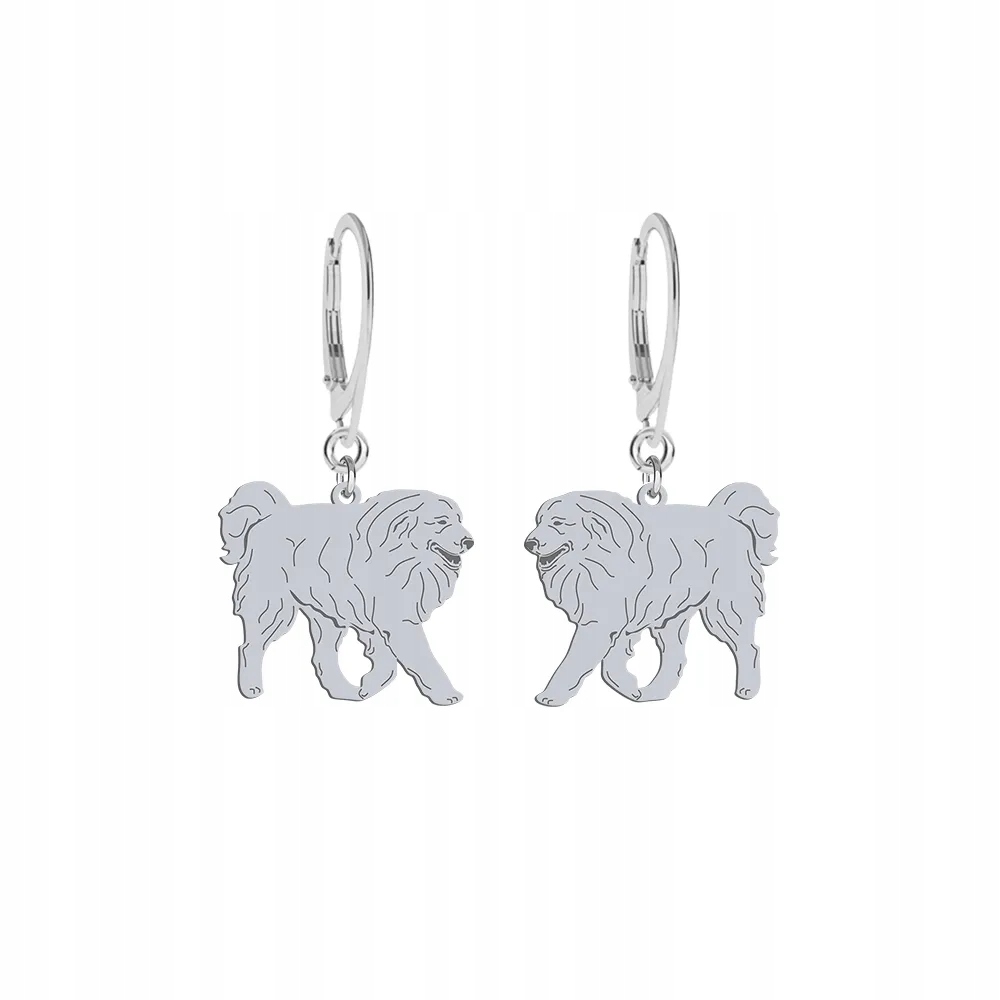 Stříbrné Náušnice s Pyrenejským psem Horský pes 925 Žena Šperky Gravírování