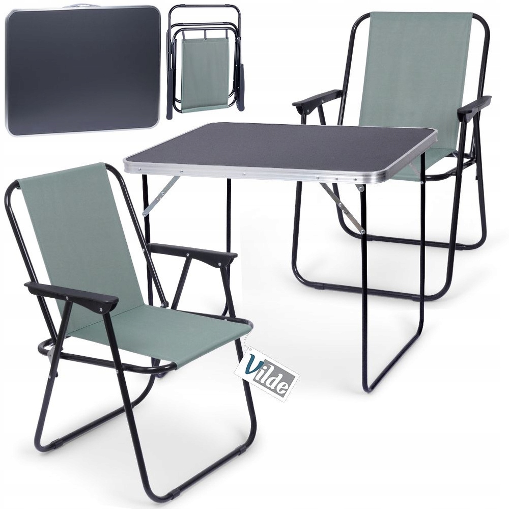 Turistický zahradní kempingový nábytek, balkonový stůl 2 x skládací židle