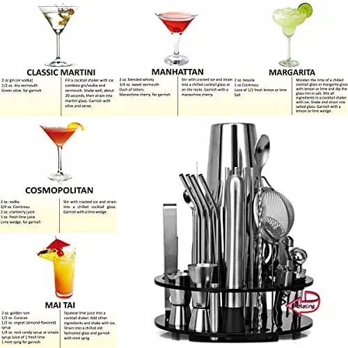 CKductpro Zestaw shaker koktajlowy Boston shaker (41-częściowy zestaw shake Liczba elementów 41