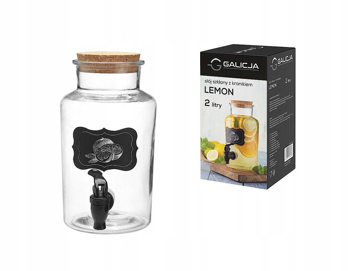 

Szklany Słoik Z Kranikiem Lemon Galicja 2L