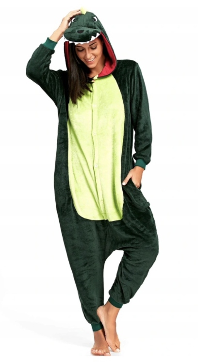 

Dinozaur Onesie Piżama Kigurumi Kombinezon Dino M