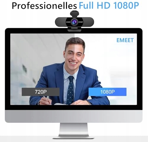 EMEET Kamera Full HD 1080P Z Osłoną Obiektywu Mikrofonem USB Plug & Play — miniatura 2