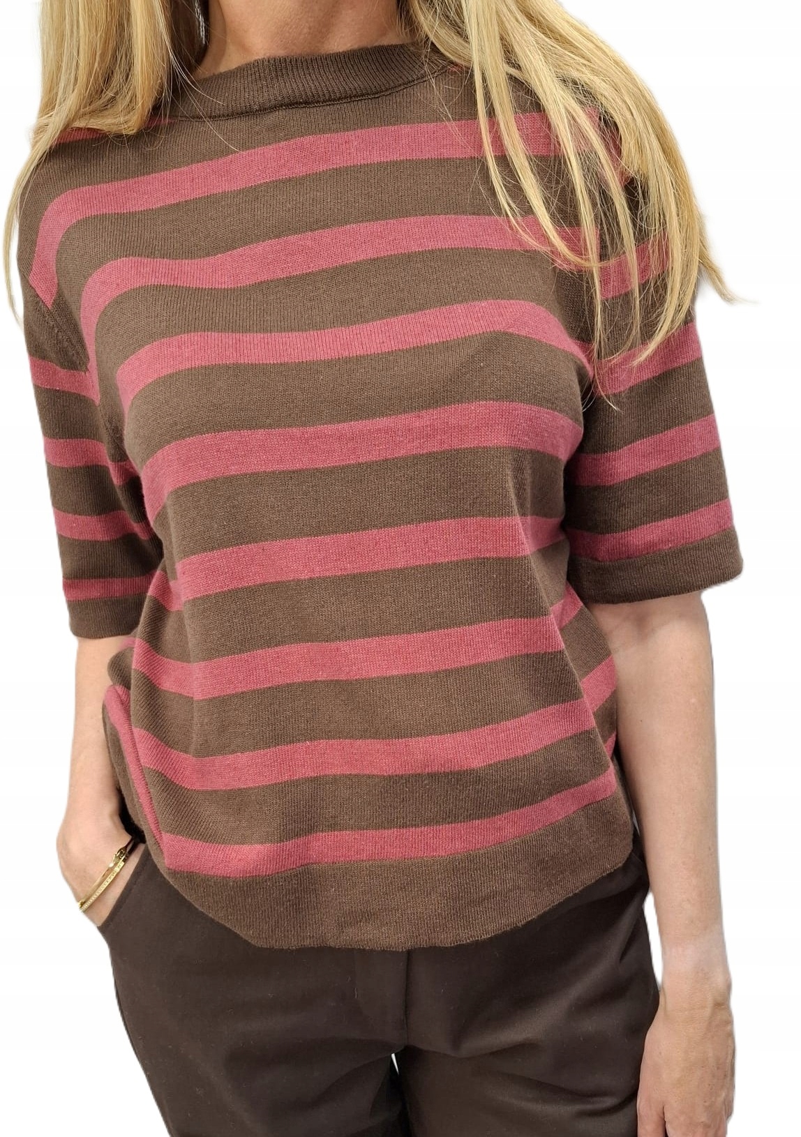 Lemonada Svetr Halenka s pruhy Hnědá Růžová Novinka