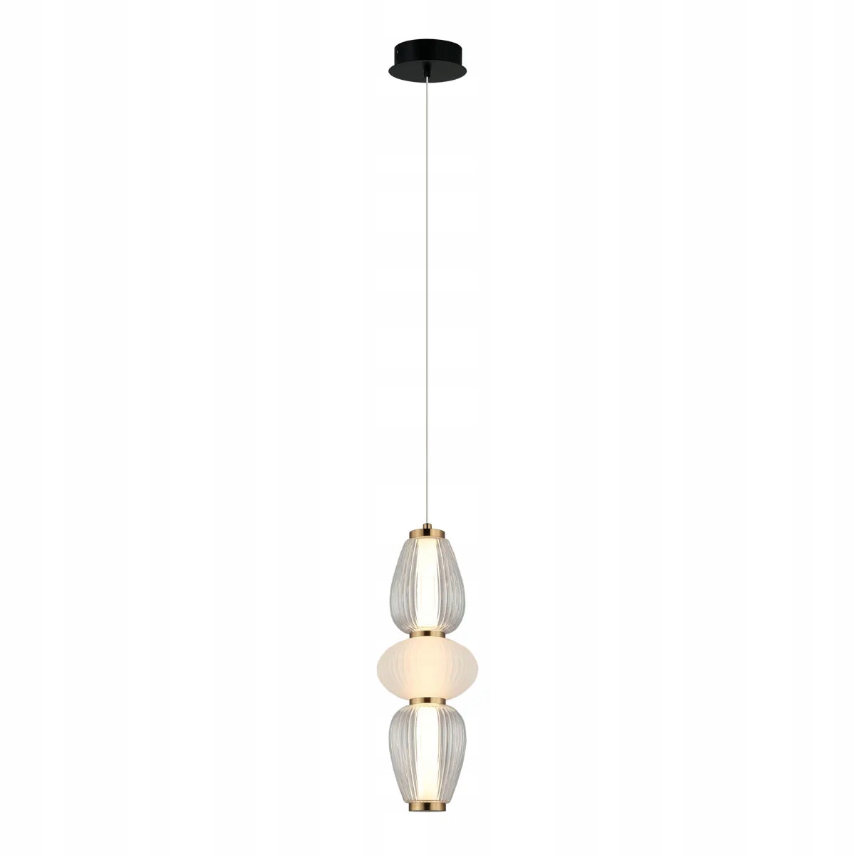 Závesná Led lampa 16W čierna Gastel Italux nad stôl, sklenené tienidlá