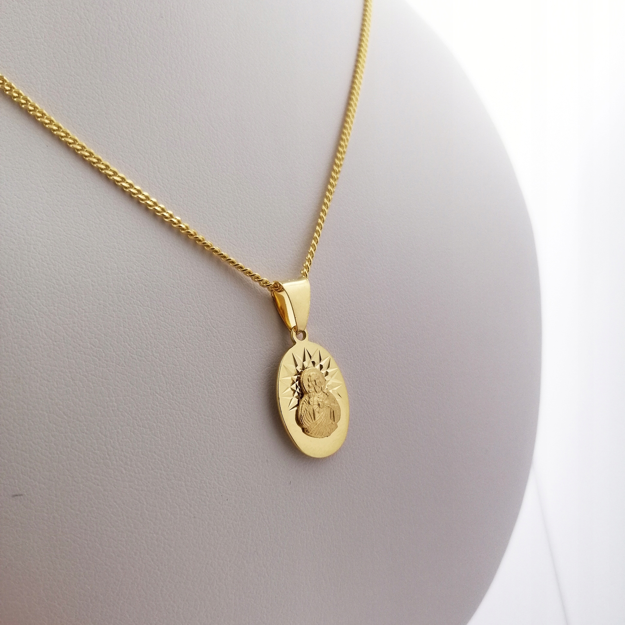 ZŁOTY ŁAŃCUSZEK + MEDALIK SZKAPLERZ SREBRO PRÓBY 925/585 + GRAWER GRATIS Długość całkowita 50 cm