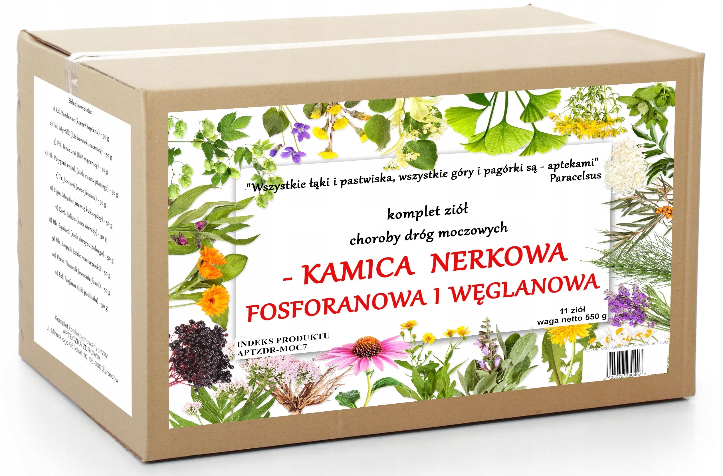Kamica Nerkowa komplet ziół na kamicę Fosforanowa 550g tradycyjna receptura