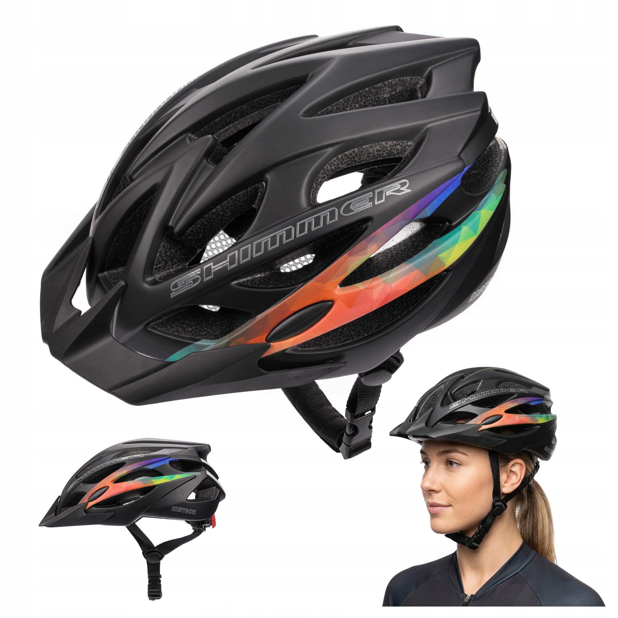 Lehká nastavitelná cyklistická přilba na kolo s kšiltem Meteor Shimmer S 52-56 cm