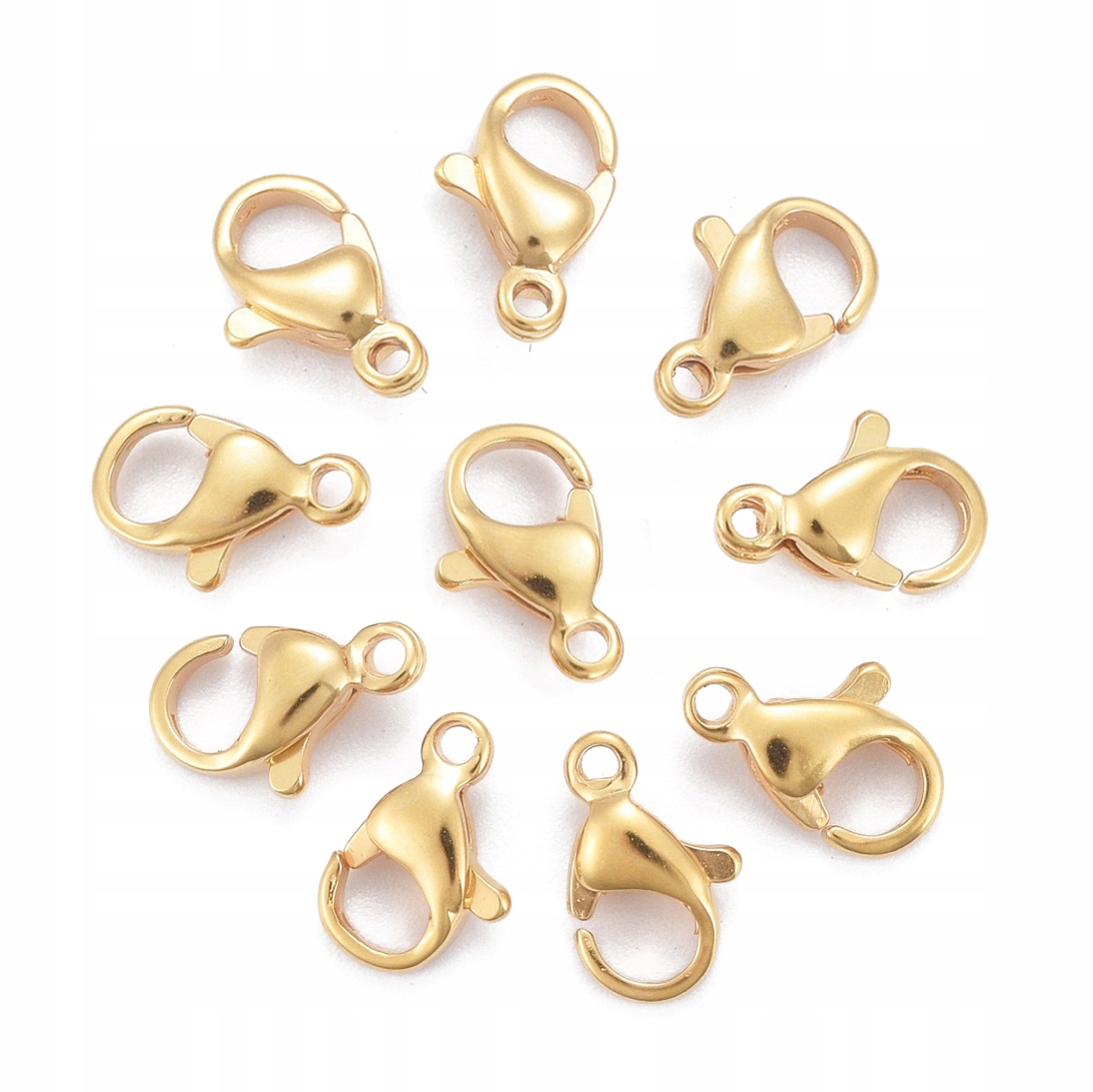 Karabinek -Lobster Stal Pozłac. 24K 10x6x3mm 10szt