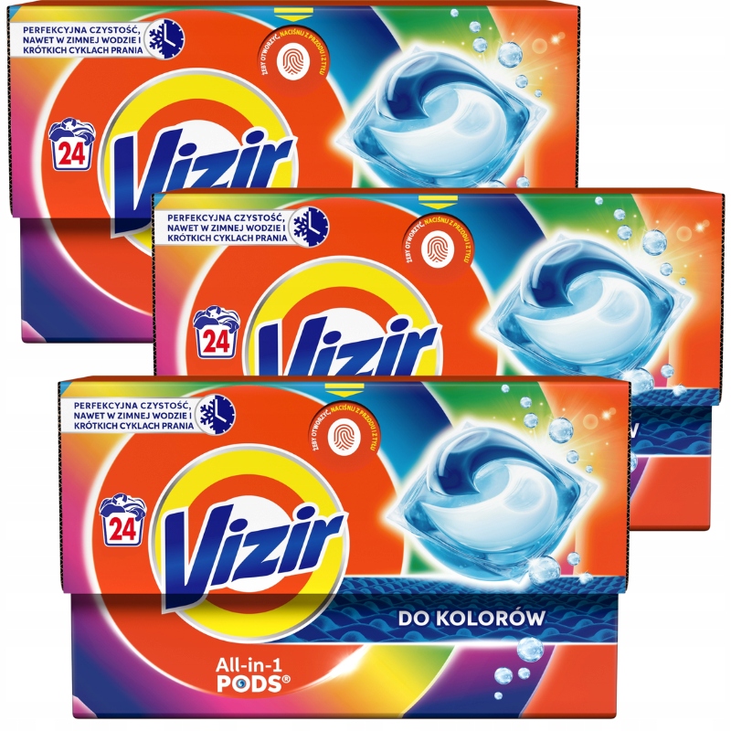 Levně Vizir All-in-1 Pods Kapsle na praní barevných tkanin 3 x 24 kusů