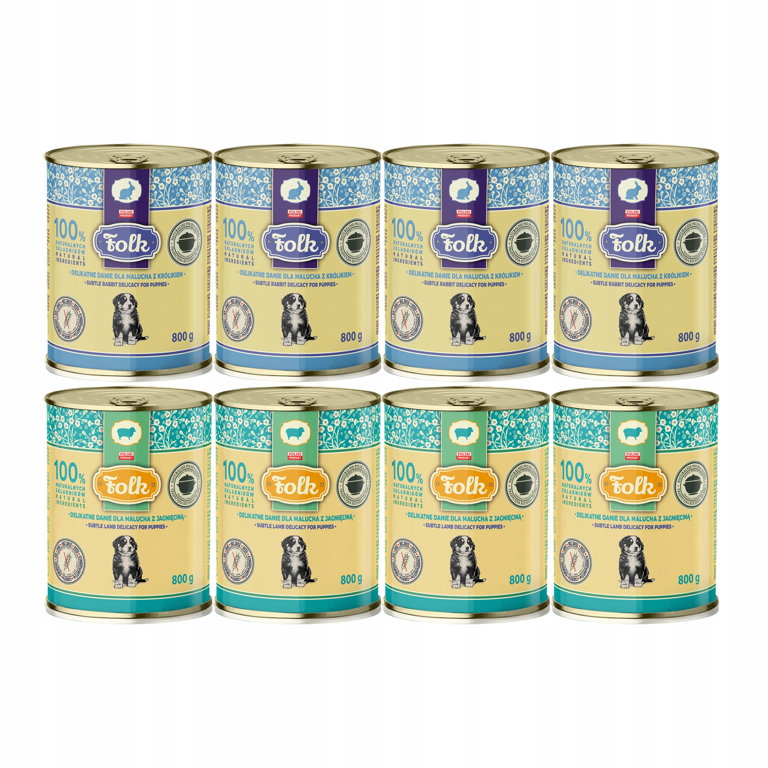 Levně Folk Junior Krmivo mokré pro štěňata Jídlo mix chutí 8 x 800 g