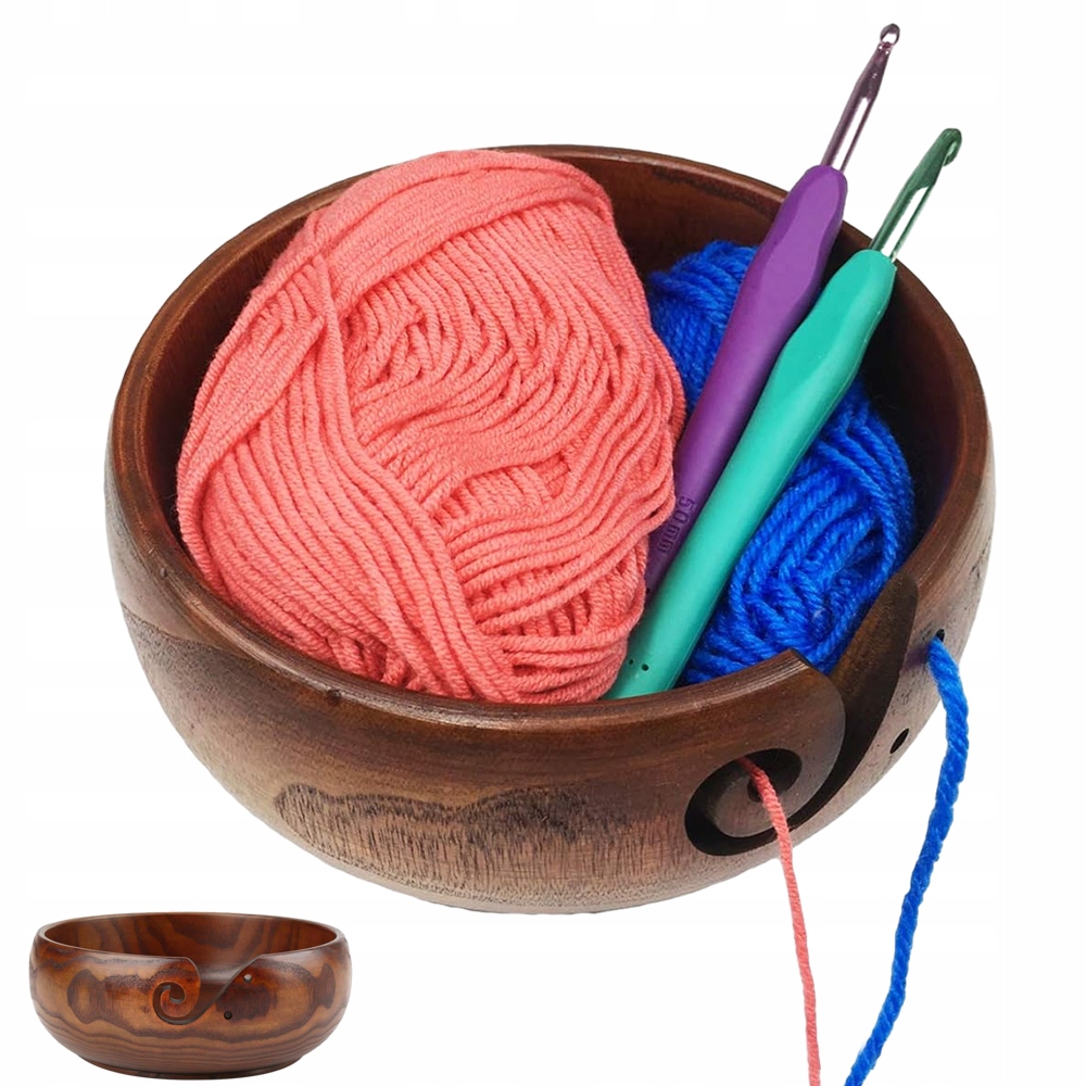 Dřevěná Diy Miska Z Příze S Víkem Kulatá Ručně Pletená