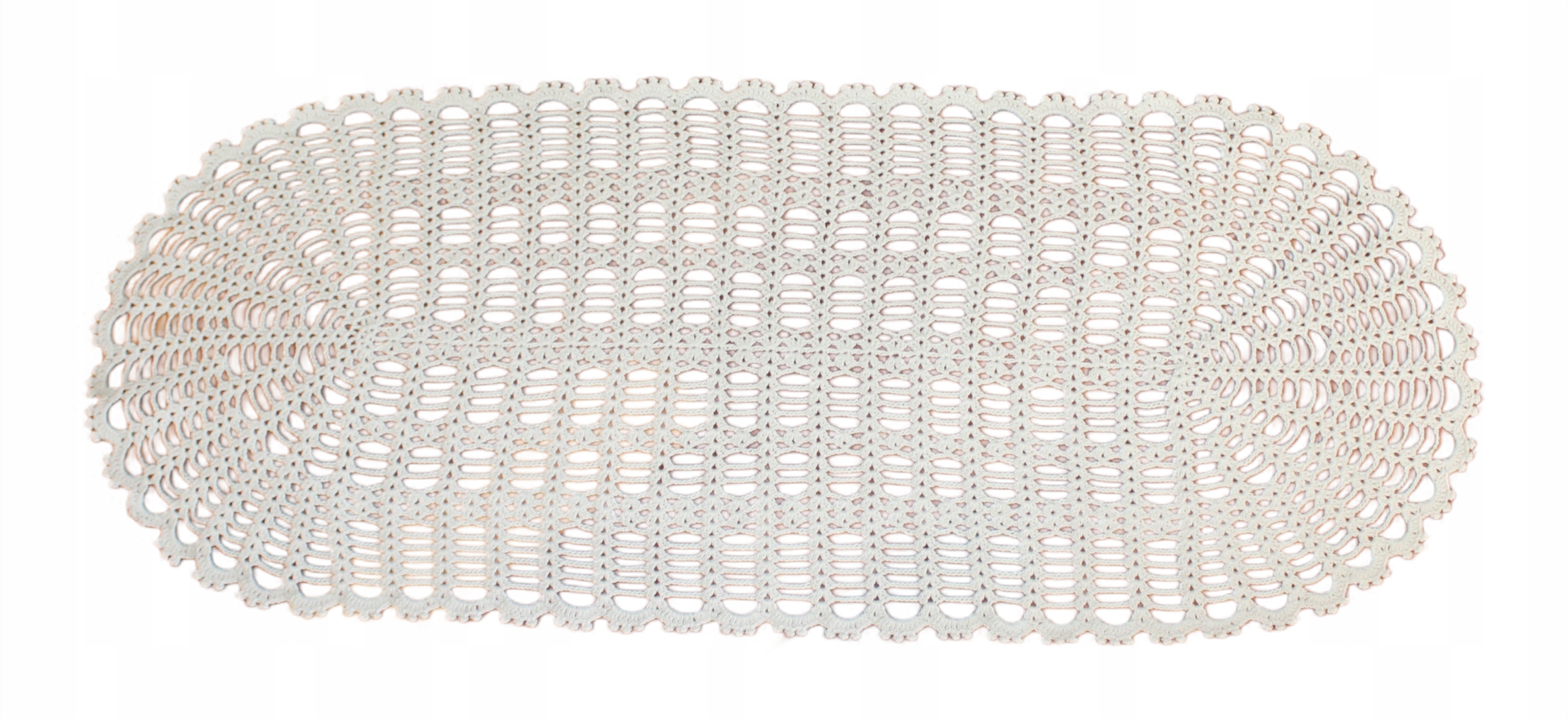 Háčkovaný Serveta 90 x 35 cm, bílá, oválný dezén, ruční práce, ruční výroba