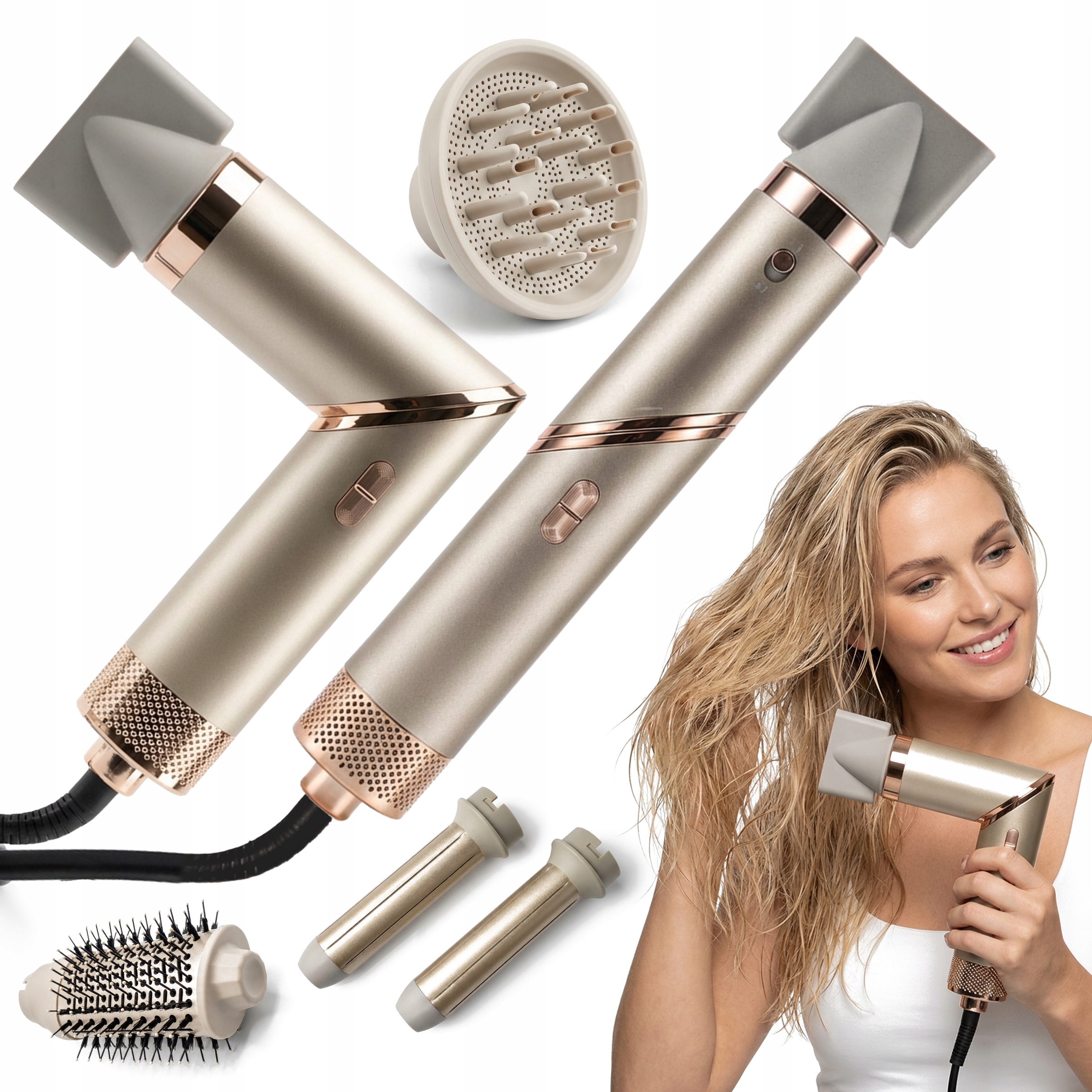 Suszarka Do Włosów 5W1 Szczotka Lokówka Wielofunkcyjna Lokówko-suszarka