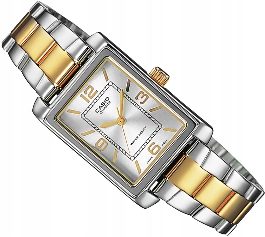 Klasické Dámské Hodinky Casio LTP-1234PSG-7A Stříbrno-zlatý Obdélníkový Box