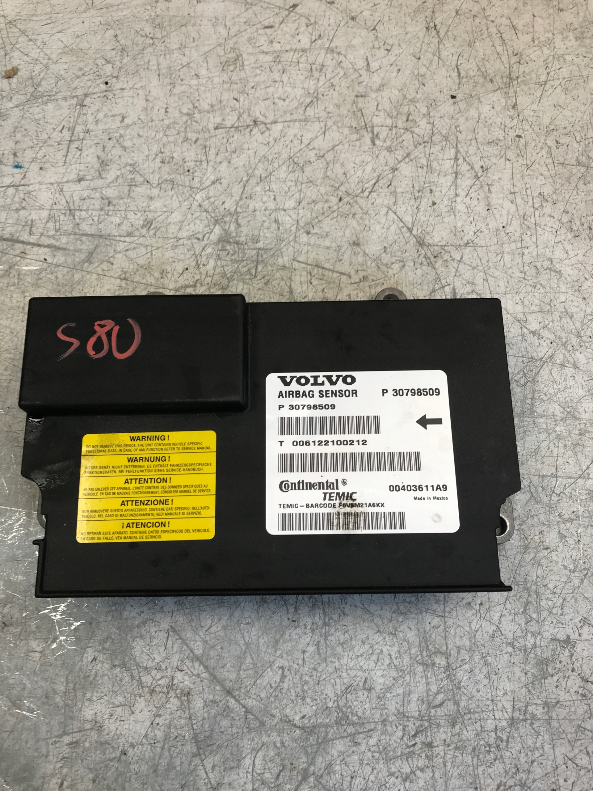 modulo SENSOR airbag VOLVO S80 30798509