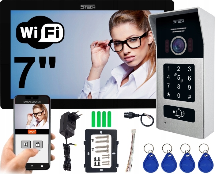 

Cyfrowy 2-żyłowy Wideodomofon WiFi 5TECH Twin 7''