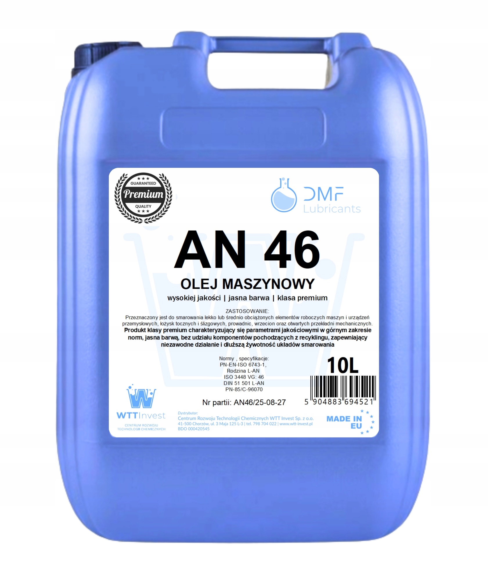 Olej maszynowy An 46 10L Jasna barwa Klasa premium L-an Iso Vg 46