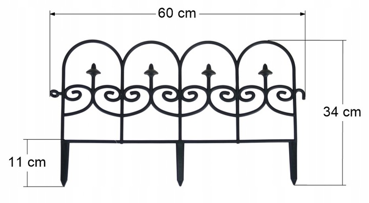 Dekoracyjny płotek ogrodowy palisada myśliwska 60x34 cm obrzeże ogrodu