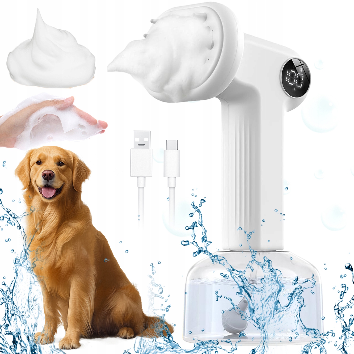 Levně Silikonová Čistička Na Mytí Kočičího Psa S Dávkovačem Na Šampon 300 ML