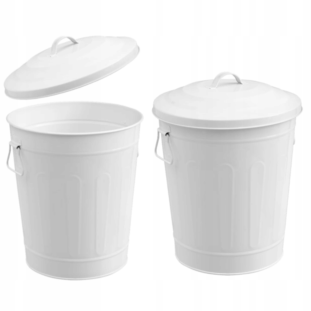 Levně Nádoba koš sud bílá kovová 17L