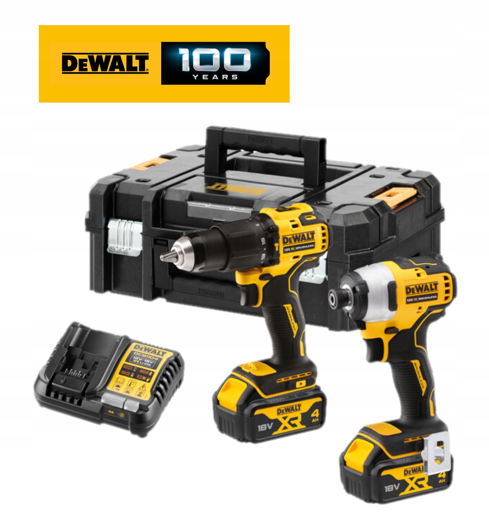 DeWALT Combo Kit 18V XR DCD709 + DCF809 2 x 4,0Ah TSTAK DCK2062M2T