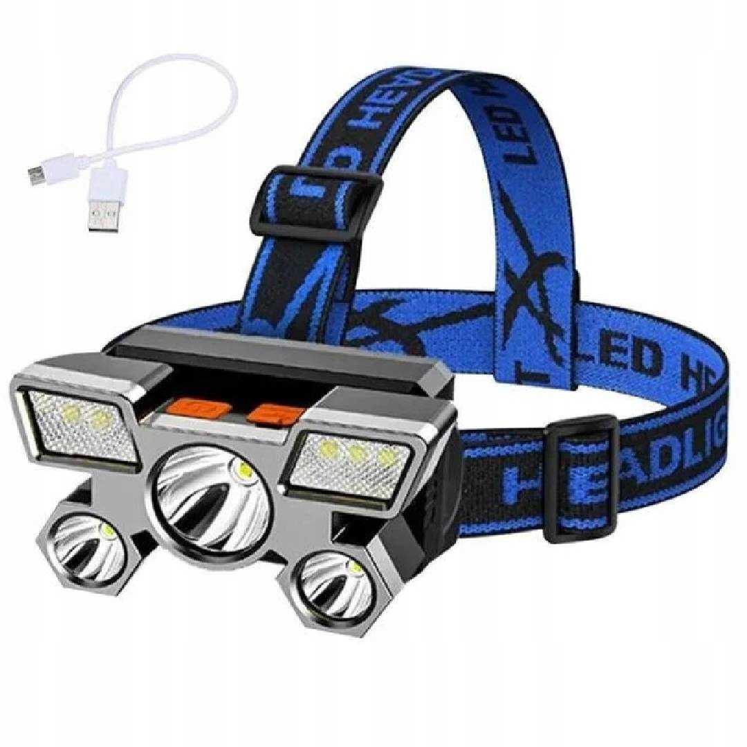 

Latarka Czołowa Czołówka 5 x Led Mocna Xpe Usb Aku