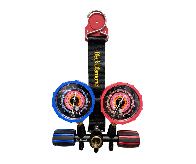 ZESTAW MANOMETRÓW Z WĘŻAMI KLIMATYZACJA R32 R410A R407C BLACK DIAMOND 27456