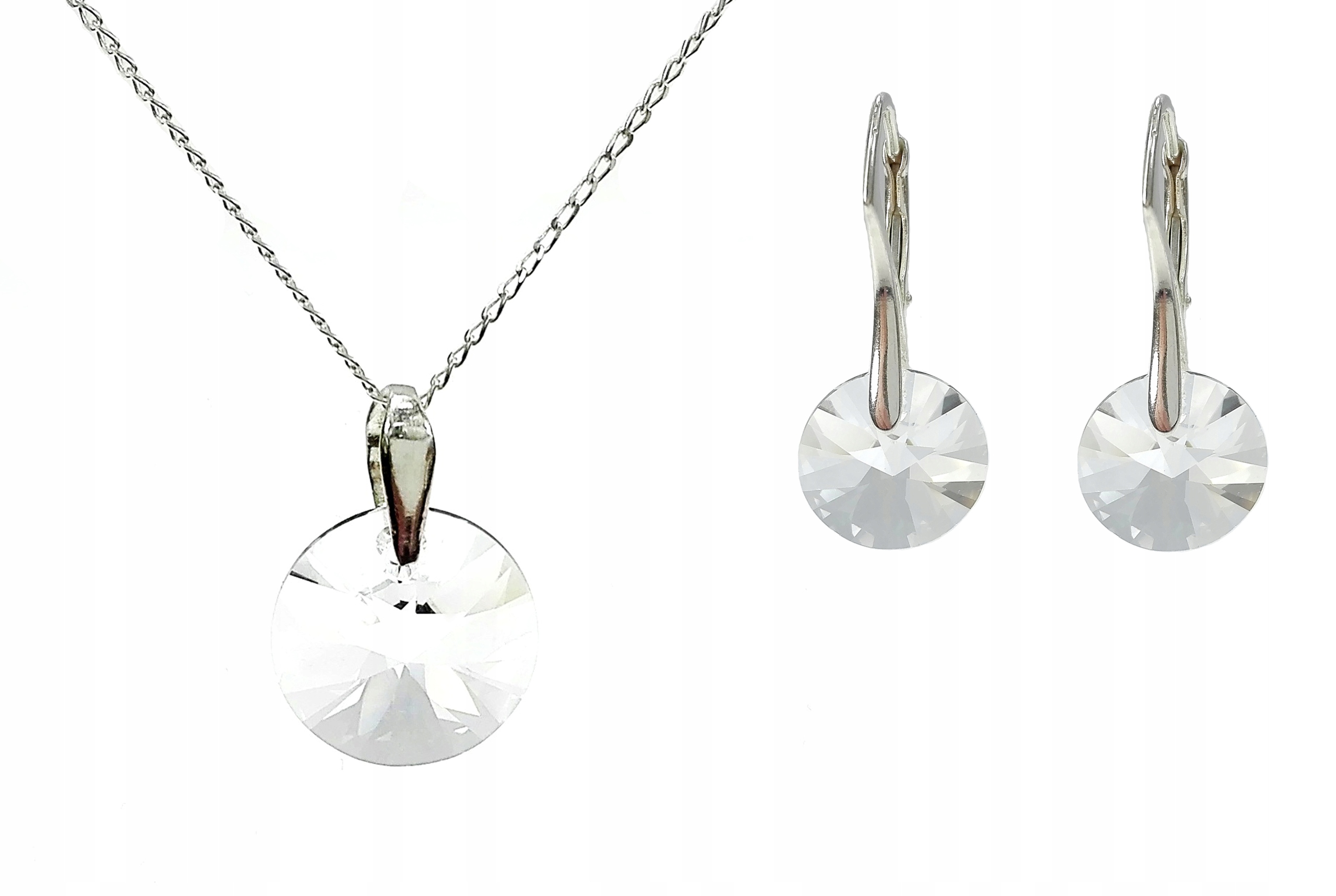 

Komplet biżuterii srebrnej Swarovski rivoli xilion