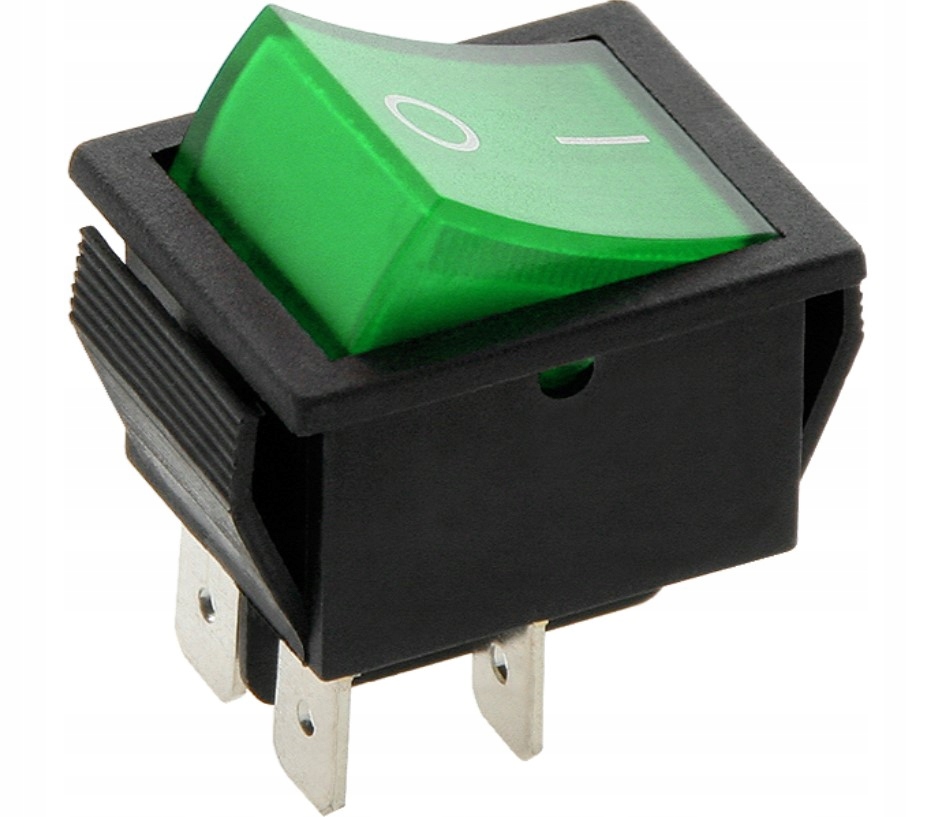 Przełącznik podświetlany kołyskowy włącznik 20A 12V MK621 zielony
