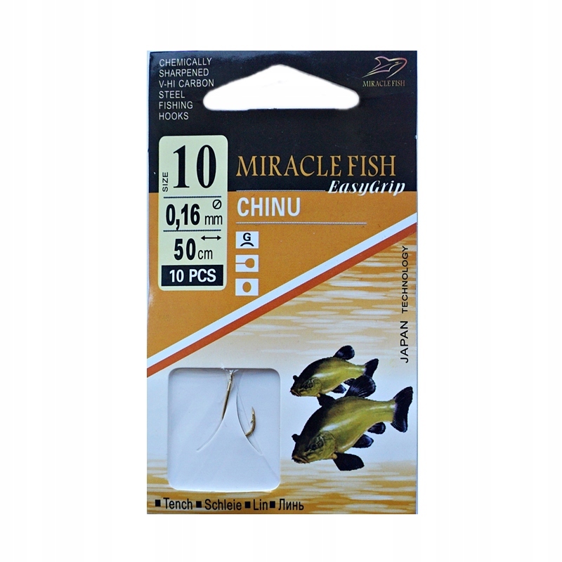 Haczyki z Przyponem Seria Chinu Rozmiar 10 Komplet 10 szt.