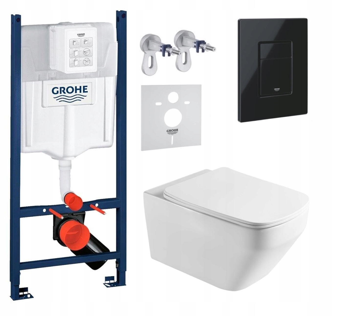 Wc sada Grohe Rapid s Wc misou Tornado Naron a tlačidlom, čierny lesk