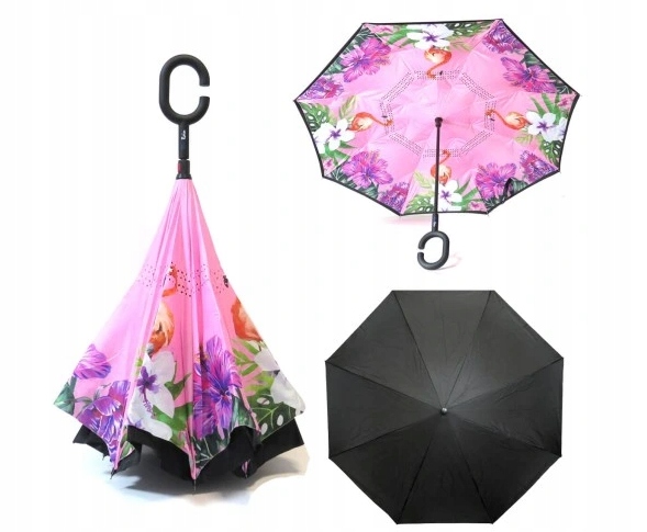 PARASOL DWUWARSTWOWY ODWRÓCONY ODWROTNIE SKŁADANY RÓŻNE WZORY